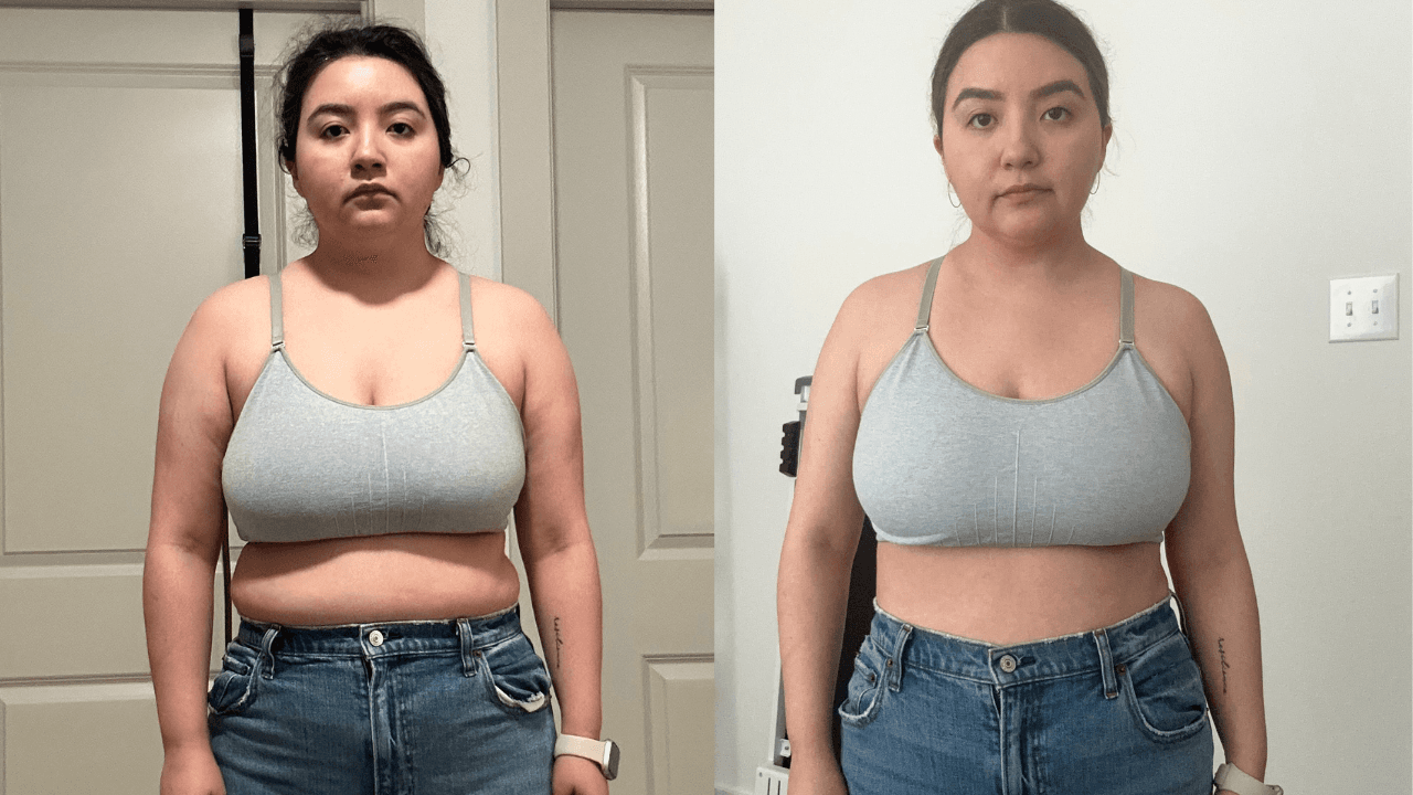 Before and after using the Trainwell fitness app